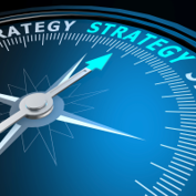 compass with needle pointing to strategy