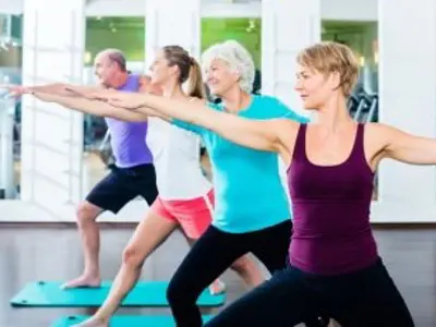 Women in a yoga class