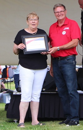 award certificate being presented