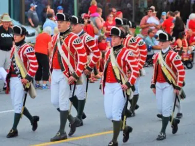 Reenactment soldiers in Bath Canada Day parade