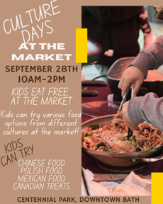 Poster advertising Bath Sunday Market on September 28, 2025